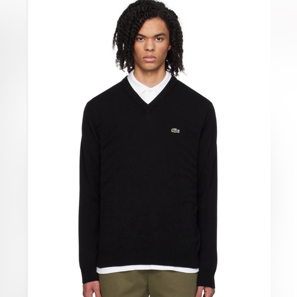 Lacoste Other - Lacoste Black V-Neck Sweater Size Medium